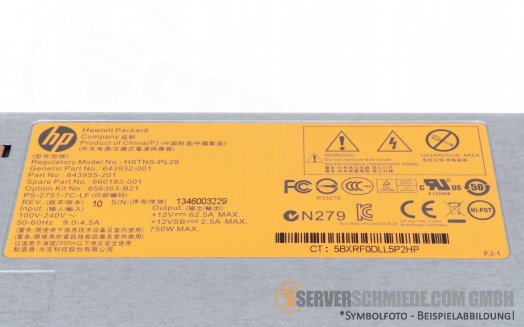 HP 750W Gen8 Gen7 Gen6 PSU Netzteil 643955-201 643932-001 660183-001 656363-B21