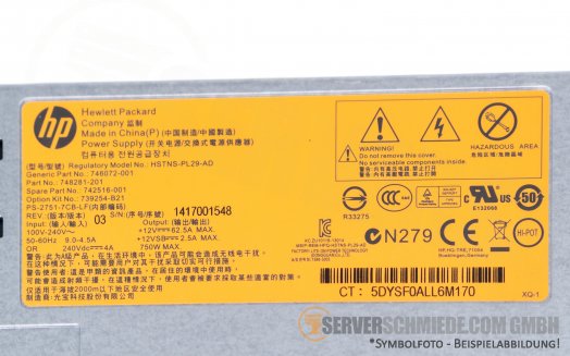 HP 750W PSU Netzteil 748281-001 HSTNS-PL29-AD