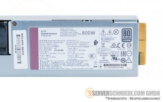 HP 800W 80 Plus Platinum PSU Netzteil Gen10 865414-B21