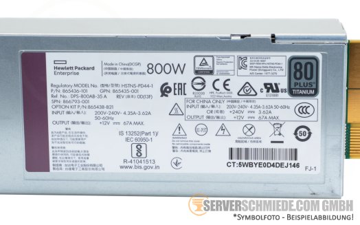 HP 800W Netzteil PSU 80 Plus Titanium Gen10 Plus Gen11 P865436-101 P865438-B21
