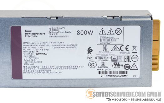 HP 800W  PSU Netzteil FS 48VDC Ht Plg LH Pwr Sply HSTNS-PL46-1 865432-201
