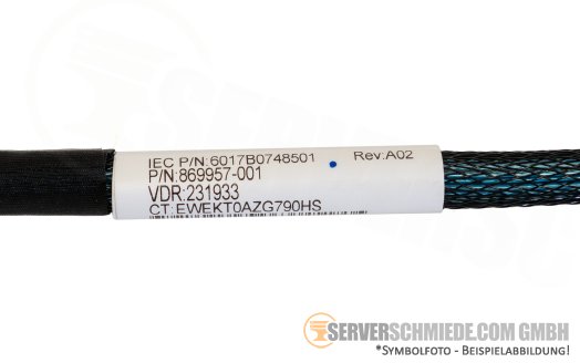 HP 85cm Slim SAS NVMe cable 2x SFF-8654 DL380 DL560 Gen10 Riser to NVMe Drive cage 869957-001