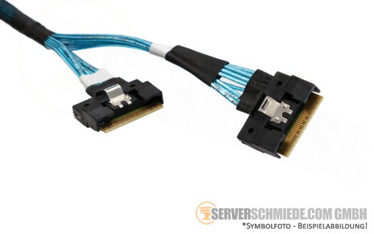 HP 90 / 95cm NVMe SAS Tri-Mode Kabel cable 1x SFF-8654 winkel to 2x SFF-8654 gerade DL360 Gen11 P48963-001 of Kit P52416-B21