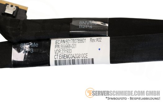 HP 90cm Slim SAS NVMe cable SFF-8654 DL560 Gen10 B2P3+B2P4 to Riser-2 Port 1B+2B 869968-001