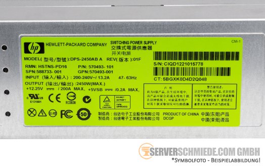 HP BL C7000 C3000 2400W PLATINUM EFF PSU Netzteil 570493-101 HSTNS-PD16