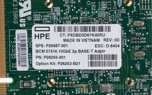 HP Broadcom BCM57416 2x 10GbE RJ-45 copper PCIe 3.0 x8 Network LAN Ethernet Controller Gen11 Gen10 Plus P26253-B21