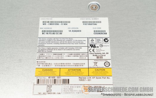 HP C7000 Cisco Catalyst Blade Switch 3120G 64 MB Flash 256 MB DDR SDRAM 4x RJ-45 1x Console 4x SFP