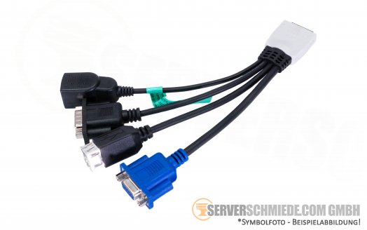 HP Diagnostic splitter Kabel Adapter Subnet crossover ILO 1x PCIe zu   1x RJ45  2x USB 1x VGA fermale 1x VGA male 358201-001