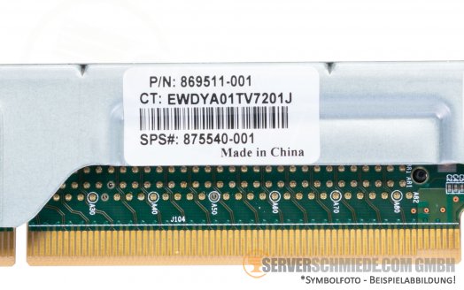 HP DL380 Gen10 Secondary Riser 1x Slot PCIe 16x PCIe 16x 864484-001 875540-001 inkl. cage 869511-001
