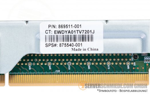HP DL360 Gen10 Secondary Riser 1x Slot PCIe 16x PCIe 16x 864484-001 875540-001 inkl. cage 869511-001