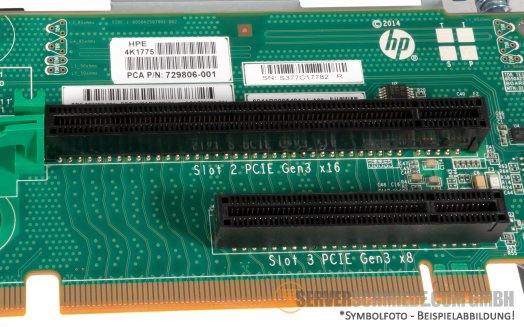 HP DL380 Gen9 1x PCIe x16 1x PCIe x8 GPU ready Riser with  Cage 719076-B21