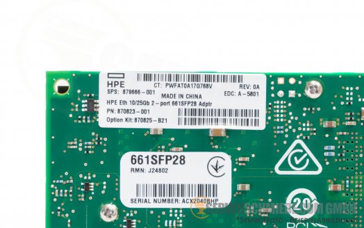 HP Intel 661SFP28 XXV710-DA2 2x 25/10GbE SFP28 PCIe x8 Optical Converged Ethernet Controller SR-IOV 870825-B21 