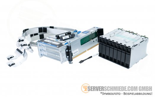HP ProLiant DL380 DL385 Gen10 8x to 16x U.2 NVMe Express Bay Enablement Kit incl. cage - backplane - cables - riser