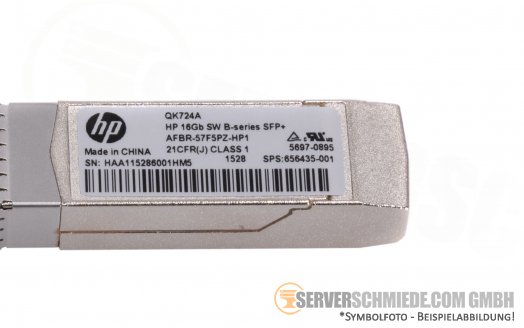 HP Aruba QK724A 16Gb SFP+ LC duplex FC Transceiver 850nm SR 656435-001 for Virtual Connect VC und Switch FibreChannel
