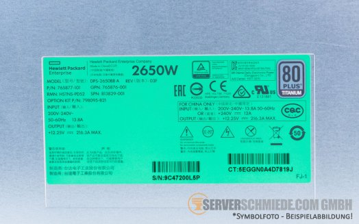 HP Apollo K6000 Synergy 12000F 2650W Blade Chassis PSU Netzteil 798095-B21 813829-001