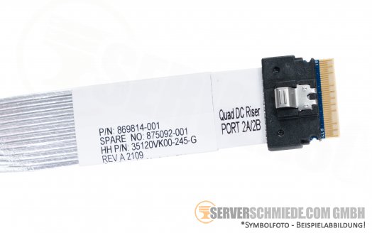 HPE Slim SAS NVMe Cable DL380 Gen10 Bay 2 - 8 to 16x NVMe Port 1+2 869814-001