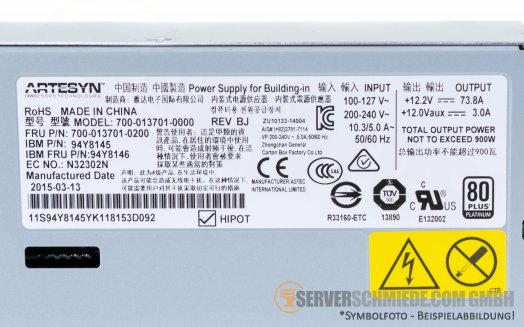 IBM 900W x3650 M5 PSU Netzteil 80 Plus Platinum 94Y8145