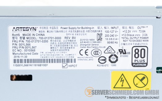 IBM 900W x3650 x3550 M5 PSU Netzteil 80 Plus Platinum