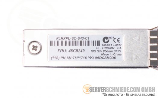 IBM 10Gb SFP+ Transceiver 850nm SR 300m 46C9249 78P1716 PLRXPL-SC-S43-C1