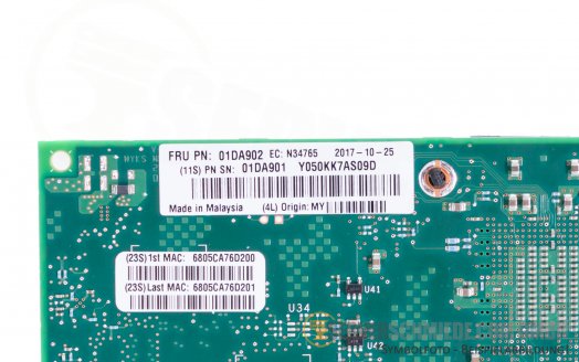 IBM Lenovo Intel  X710-DA2 Dual Port 2x 10GbE SFP+ PCIe x8 Network Adapter Controller 01DA902