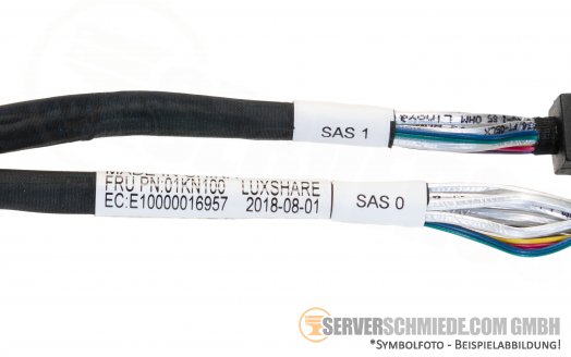 IBM Lenovo 45cm ST550  SAS HD Kabel Cable 1x double SFF-8643 gerade 2x SFF-8643 gerade 01KN100