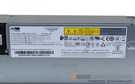 IBM ST550 750W PSU Netzteil 80 PLUS Platinum 02JJ256