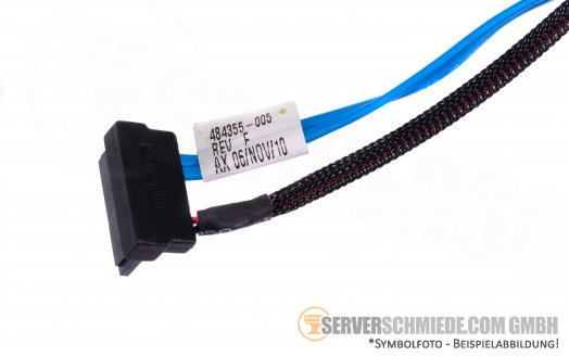Kabel 60cm 1x SATA gerade 1x SATA winkel mit Stromanschluß HP DL360 DL320 G6 G7 484355-005