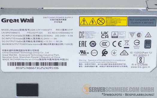 Lenovo 1100W Netzteil PSU 80 PLUS Titanium SR650 V2 V3 03LD900 +NEW+