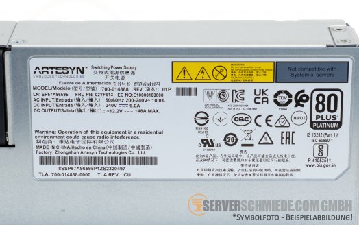 Lenovo 1800W Netzteil PSU 80 PLUS Platinum SR645 SR650 V2 V3 02YF613