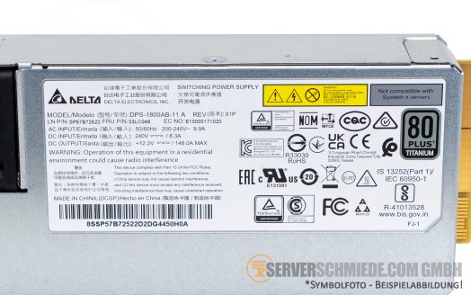 Lenovo 1800W Netzteil PSU 80 PLUS Titanium SR650 V2 V3 4P57A78359 +NEW+