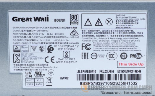 Lenovo 800W Netzteil PSU 80 PLUS Titanium SR630 SR650 V4 03LF653 +NEW+
