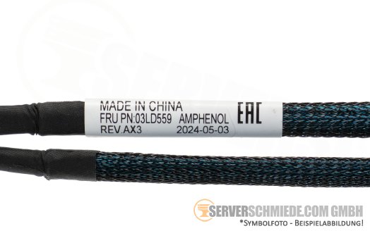 Lenovo 80cm SAS Kabel cable 1x SFF-8654 8i gerade to 2x SFF-8654 4i gerade SR650 V2 03LD559