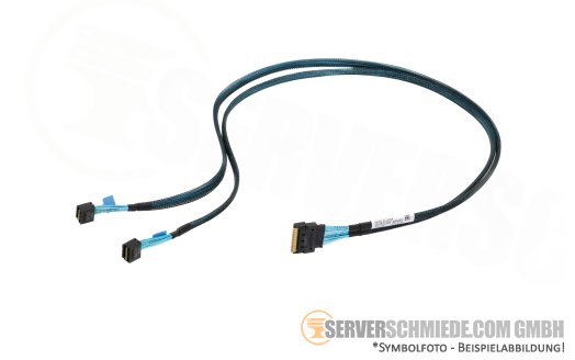 Lenovo 80cm SAS Kabel cable 1x SFF-8654 8i gerade to 2x SFF-8654 4i gerade SR650 V2 03LD559