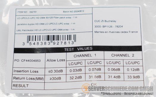 LWL 1m Glasfaser Kabel 2x LC Duplex 50/125 OM4 Patchkabel Netzwerk Optisch