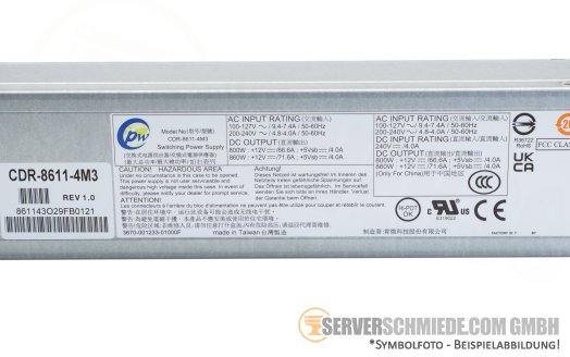 MiTAC Tyan 860W Netzteil PSU 80 Plus Titanium GC68C-B8056 CDR-8611-4M3 +NEW+