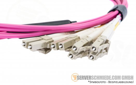 MPO MPT LWL 3m Breakout Kabel cable 1x MPO female to 4x LC Duplex Multi-Mode OM3 50/125