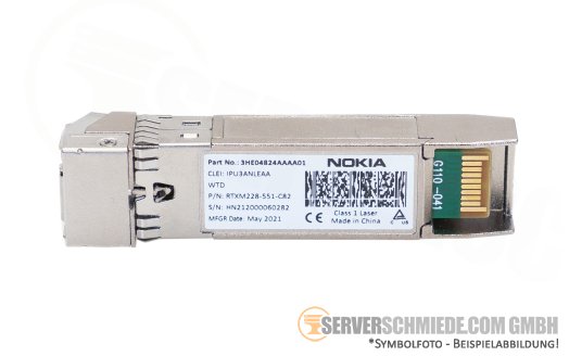Nokia 10Gb LC Duplex SFP+ Transceiver 850nm 300m SR 3HE04824AAAA01
