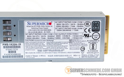 Supermicro 1200W 80 Plus Titanium PSU Netzteil CSE-119 PWS-1K22A-1R