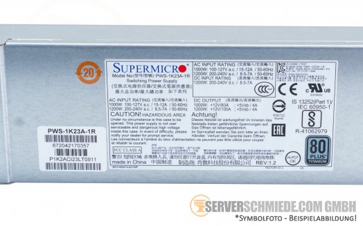 Supermicro 1200W PSU Netzteil 80 Plus Titanium PWS-1K23A-1R