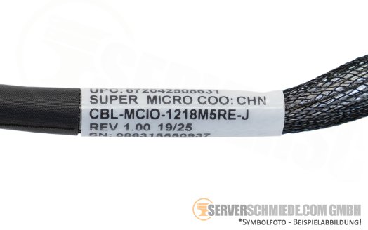 Supermicro 18cm NVMe Kabel cable 1x SFF-8654 gerade to 1x SFF-8654 winkel AS -1115CS-TNR CBL-MCIO-1218M5RE-J