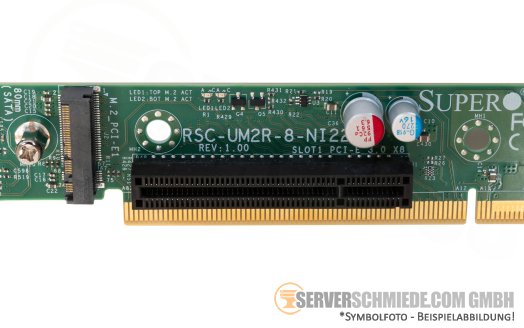 Supermicro 1U Ultra RHS Riser Card J2 M.2 PCIe1 Slot1 PCIe 3.0 X8 RSC-UM2R-8-NI22