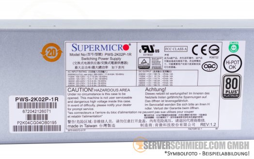 Supermicro 2000W PSU Netzteil PWS-2K02P-1R 80 Plus Titanium