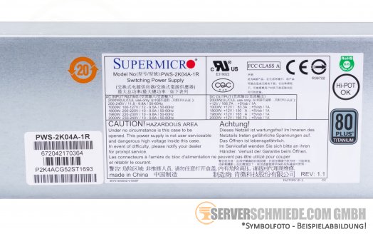 Supermicro 2000W PSU Netzteil PWS-2K04A-1R 80 Plus Titanium