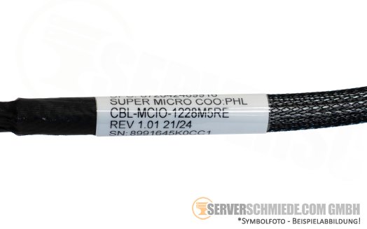 Supermicro 28cm NVMe Kabel cable 1x SFF-8654 gerade to 1x SFF-8654 winkel AS -1115CS-TNR CBL-MCIO-1228M5RE