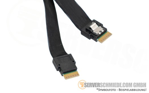 Supermicro 40cm NVMe Kabel cable 1x SFF-8654 8i gerade to 2x SFF-8654 4i gerade CBL-SAST-1240F-85