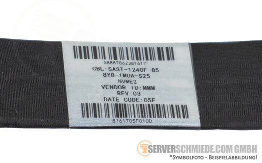 Supermicro 40cm NVMe Kabel cable 1x SFF-8654 8i gerade to 2x SFF-8654 4i gerade CBL-SAST-1240F-85