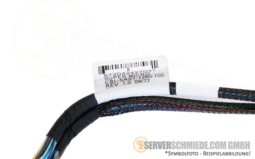 Supermicro 60cm SAS Kabel cable 2x SFF-8654 4i gerade to 2x SFF-8643 (double) winkel CBL-SAST-1260-100