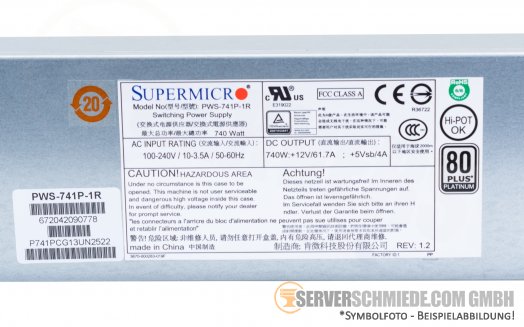 Supermicro 740W Netzteil PSU 80 Plus Platinum PWS-741P-1R