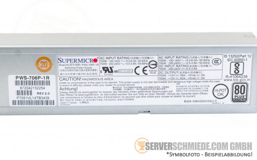Supermicro 750W PSU Netzteil 80 Plus Platinum PWS-706P-1R