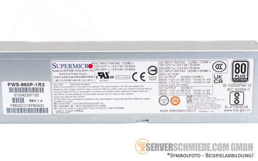 Supermicro 860W Netzteil PSU 80 Plus Platinum PWS-860P-1R2 +NEW+
